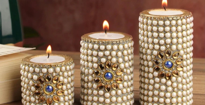 Handmade Candles-In Wood & Brass